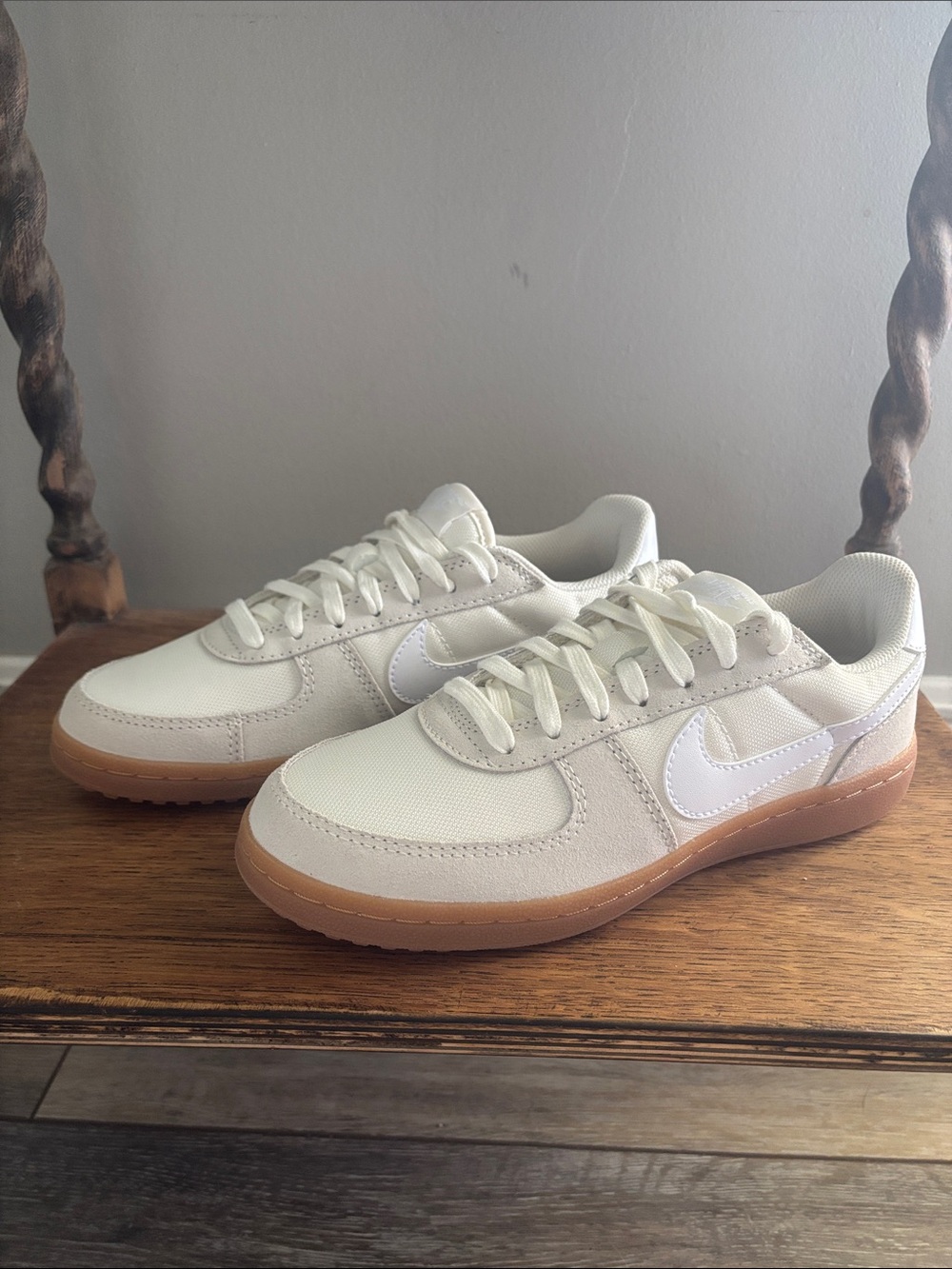 Youth Nike Field General Cream and White Sneakers